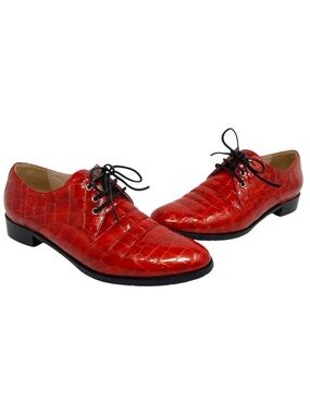 Cavallini Red patent alligator print loafer EU 38